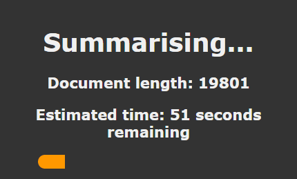 A loading screen for the summarization process, 51 seconds remain in the screenshot